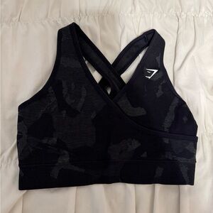 Gymshark Black Sports Bra with Racerback Design and Scoop Neckline